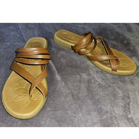 B.O.C. Alisha Sandal Light Brown Vegan Leather Women's Size 8 Slip On Comfort - Picture 1 of 6